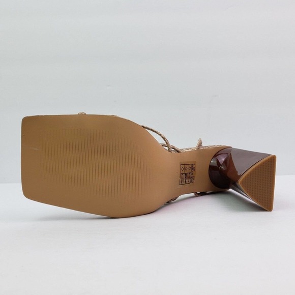 Miss Lola Rayez Womens Sz 8 Tan Snake Skin Pattern Ankle Ties 4.75" Heel Sandals - Picture 8 of 11